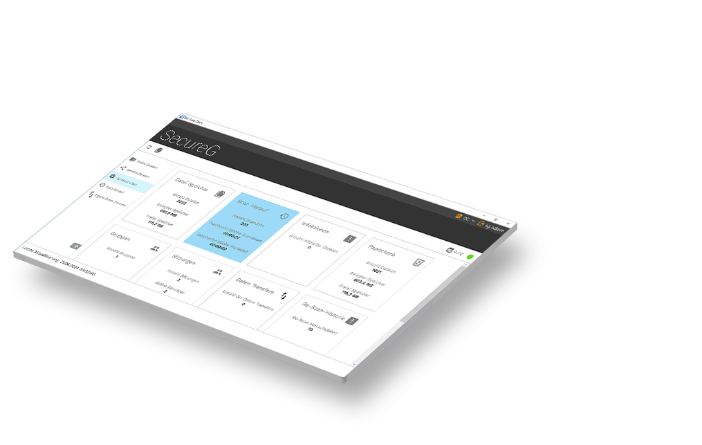 SecureG Benutzeroberfläche für Kiosk-Terminals, Desktop Apps und Web Apps